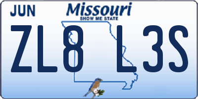 MO license plate ZL8L3S