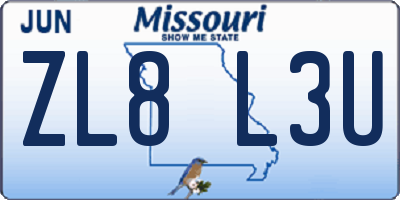 MO license plate ZL8L3U