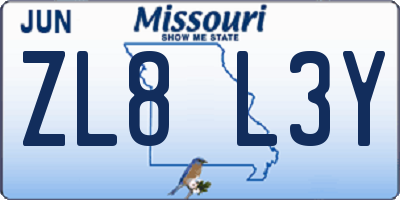 MO license plate ZL8L3Y