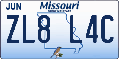 MO license plate ZL8L4C