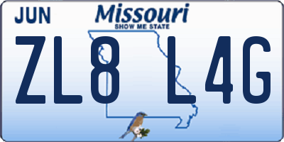 MO license plate ZL8L4G