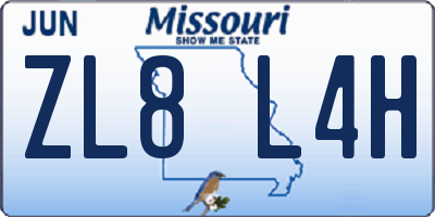 MO license plate ZL8L4H