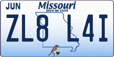 MO license plate ZL8L4I