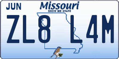 MO license plate ZL8L4M