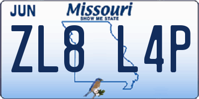 MO license plate ZL8L4P