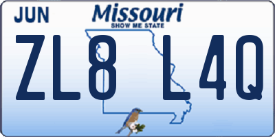 MO license plate ZL8L4Q