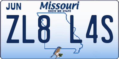 MO license plate ZL8L4S