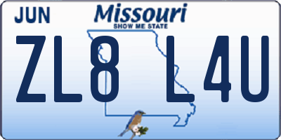 MO license plate ZL8L4U