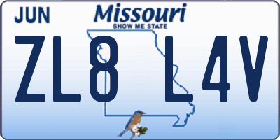 MO license plate ZL8L4V