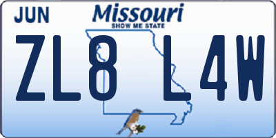 MO license plate ZL8L4W