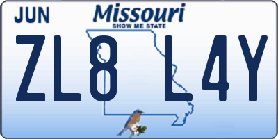 MO license plate ZL8L4Y
