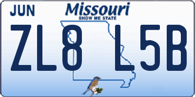 MO license plate ZL8L5B