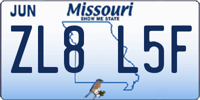 MO license plate ZL8L5F