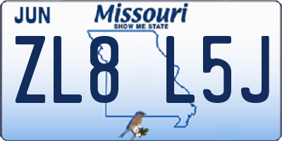 MO license plate ZL8L5J