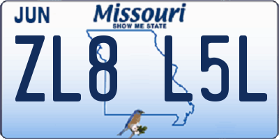 MO license plate ZL8L5L