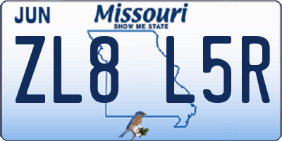 MO license plate ZL8L5R