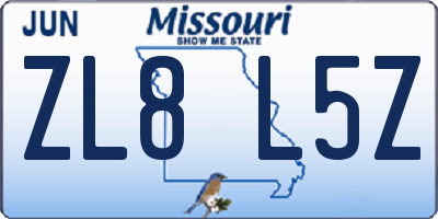 MO license plate ZL8L5Z