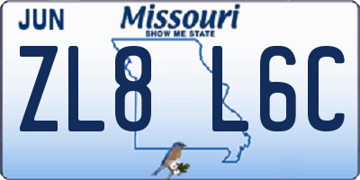 MO license plate ZL8L6C