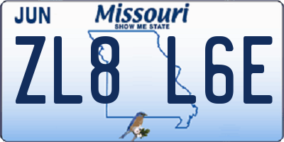 MO license plate ZL8L6E