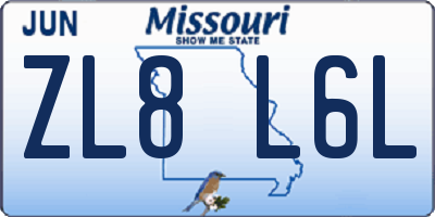 MO license plate ZL8L6L