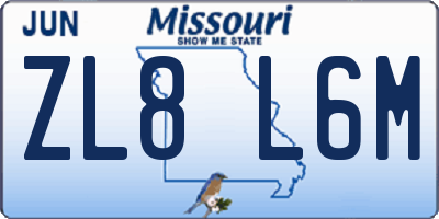 MO license plate ZL8L6M