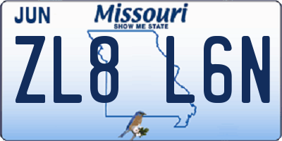 MO license plate ZL8L6N
