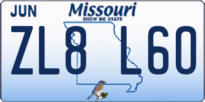 MO license plate ZL8L6O