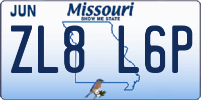 MO license plate ZL8L6P