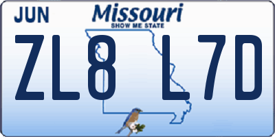 MO license plate ZL8L7D