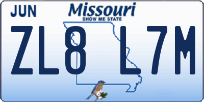 MO license plate ZL8L7M