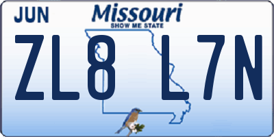 MO license plate ZL8L7N