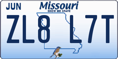 MO license plate ZL8L7T