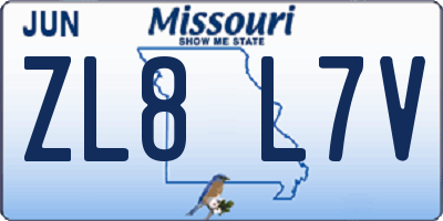 MO license plate ZL8L7V