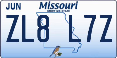 MO license plate ZL8L7Z