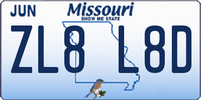 MO license plate ZL8L8D