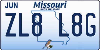 MO license plate ZL8L8G