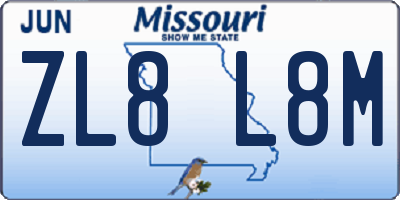 MO license plate ZL8L8M