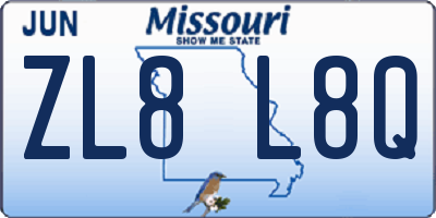MO license plate ZL8L8Q