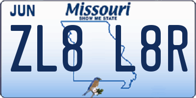 MO license plate ZL8L8R