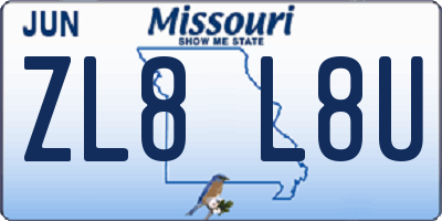 MO license plate ZL8L8U