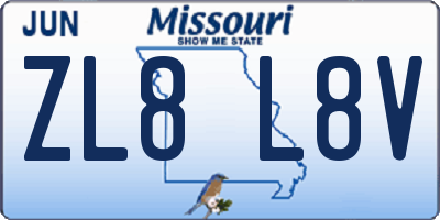 MO license plate ZL8L8V
