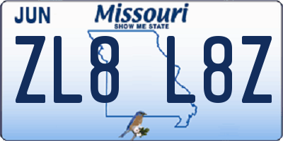 MO license plate ZL8L8Z