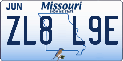 MO license plate ZL8L9E
