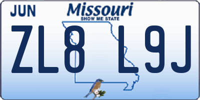 MO license plate ZL8L9J
