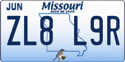 MO license plate ZL8L9R