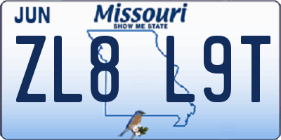 MO license plate ZL8L9T
