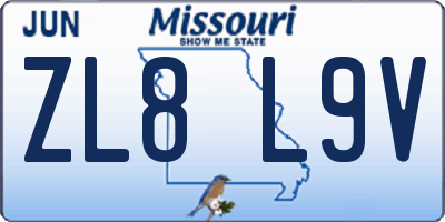 MO license plate ZL8L9V