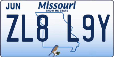 MO license plate ZL8L9Y