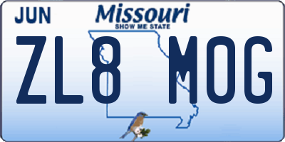 MO license plate ZL8M0G