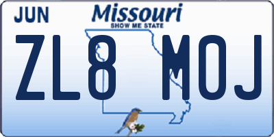 MO license plate ZL8M0J